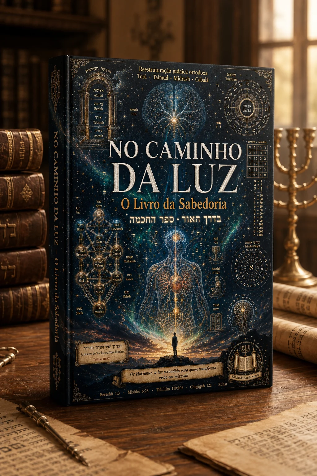 Livro No Caminho da Luz em uma biblioteca